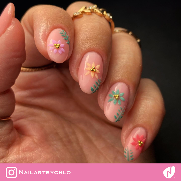 Textured Floral Nails